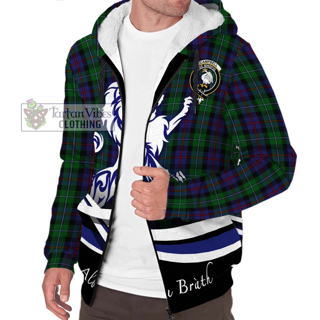 Campbell of Cawdor Tartan Sherpa Hoodie with Alba Gu Brath Regal Lion Emblem Unisex S - Tartanvibesclothing Shop