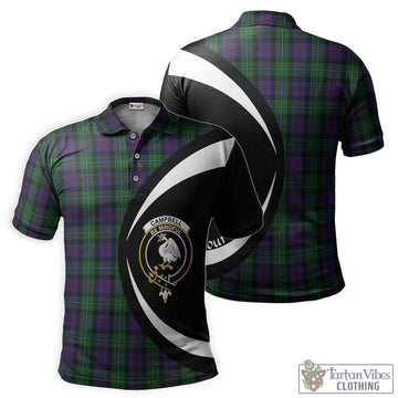 Campbell of Cawdor Tartan Men's Polo Shirt with Family Crest Circle Style