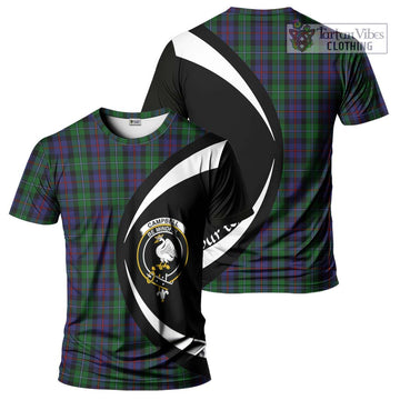 Campbell of Cawdor Tartan T-Shirt with Family Crest Circle Style