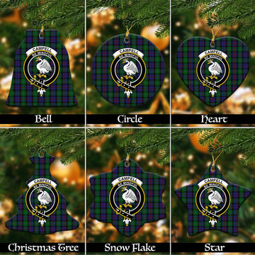 Campbell of Cawdor Tartan Christmas Ceramic Ornaments with Family Crest