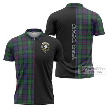 Campbell of Cawdor Tartan Zipper Polo Shirt with Family Crest and Half Of Me Style