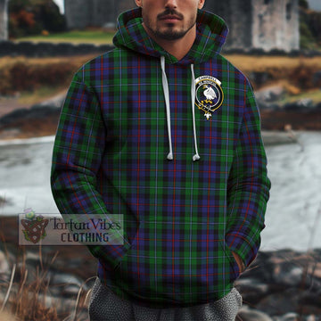 Campbell of Cawdor Tartan Cotton Hoodie with Family Crest