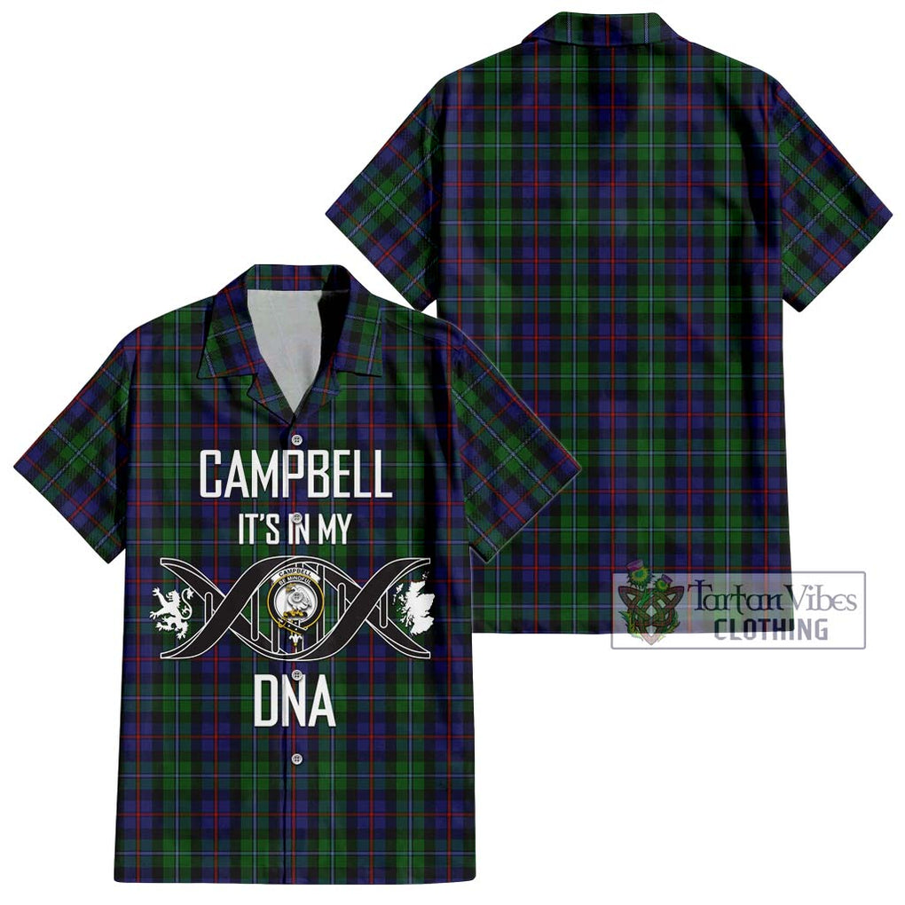 Campbell of Cawdor Tartan Short Sleeve Button Shirt with Family Crest DNA In Me Style Kid - Tartanvibesclothing Shop