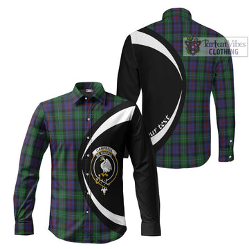 Campbell of Cawdor Tartan Long Sleeve Button Up with Family Crest Circle Style