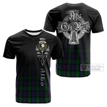 Campbell of Cawdor Tartan Cotton T-shirt Featuring Alba Gu Brath Family Crest Celtic Inspired