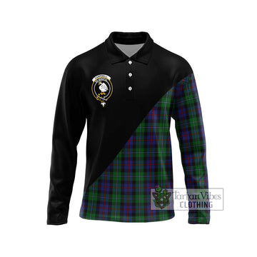 Campbell of Cawdor Tartan Long Sleeve Polo Shirt with Family Crest and Military Logo Style