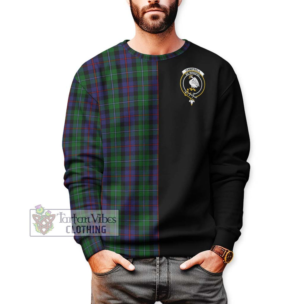 Campbell of Cawdor Tartan Sweatshirt with Family Crest and Half Of Me Style Unisex - Tartanvibesclothing Shop