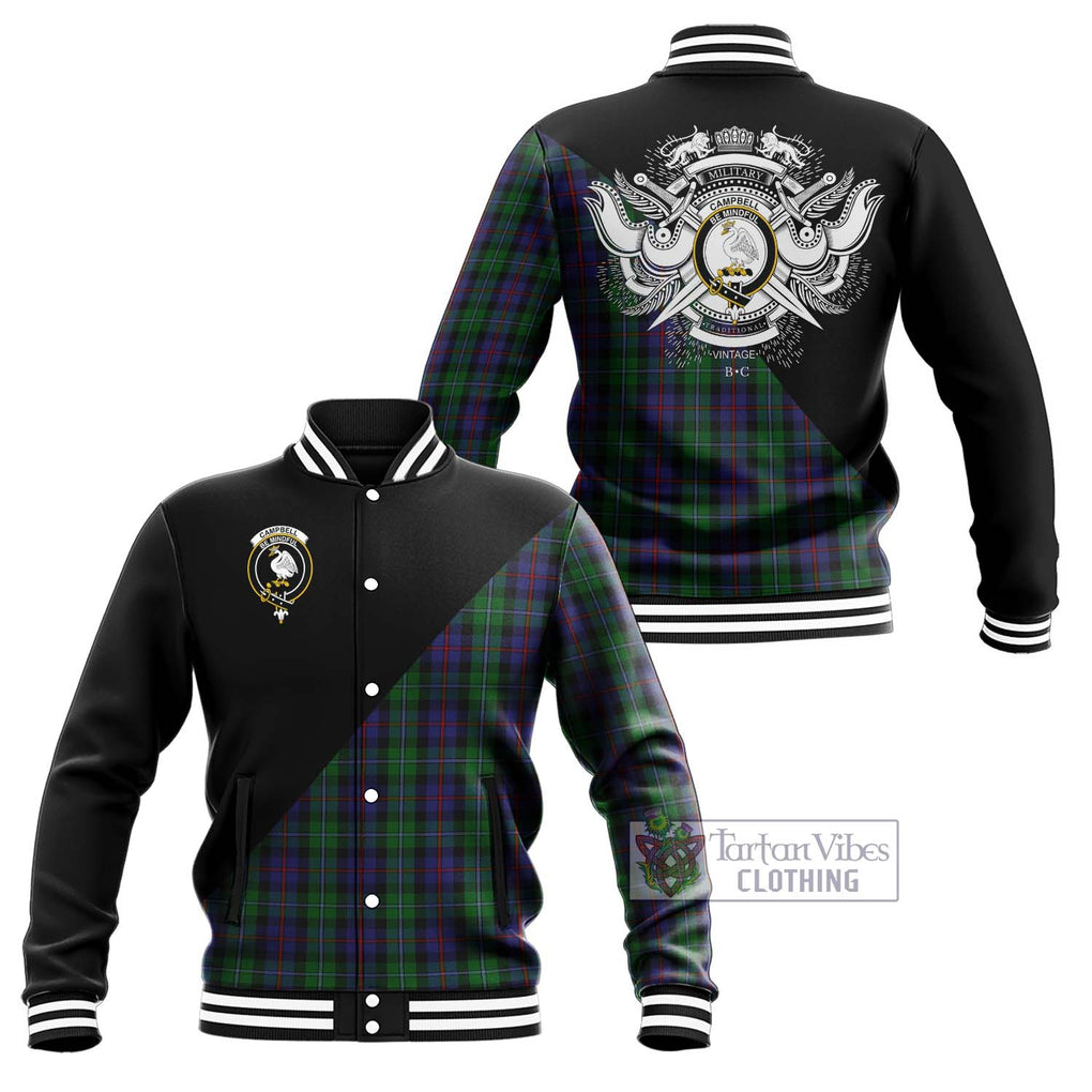 Campbell of Cawdor Tartan Baseball Jacket with Family Crest and Military Logo Style Unisex - Tartanvibesclothing Shop