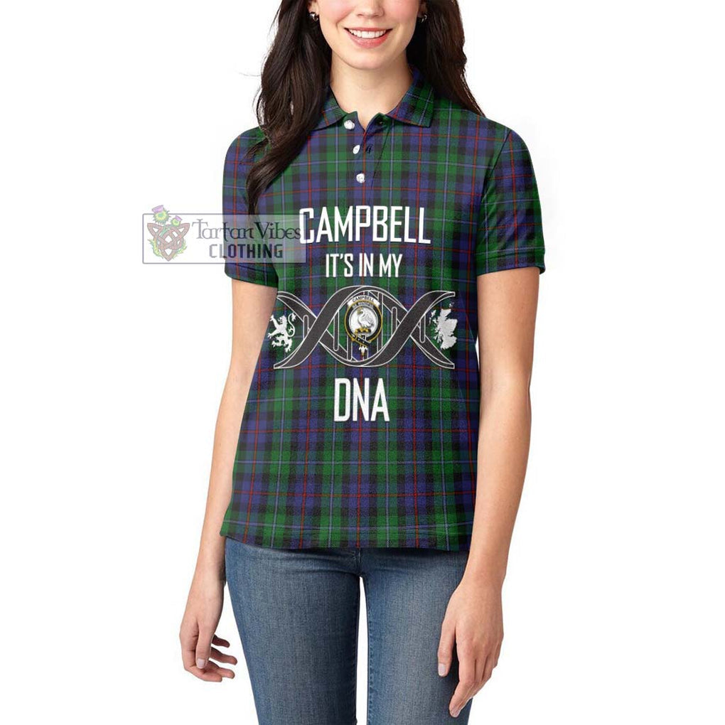 Campbell of Cawdor Tartan Women's Polo Shirt with Family Crest DNA In Me Style Women - Tartanvibesclothing Shop