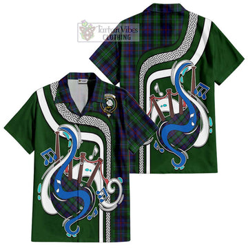 Campbell of Cawdor Tartan Short Sleeve Button Shirt with Epic Bagpipe Style