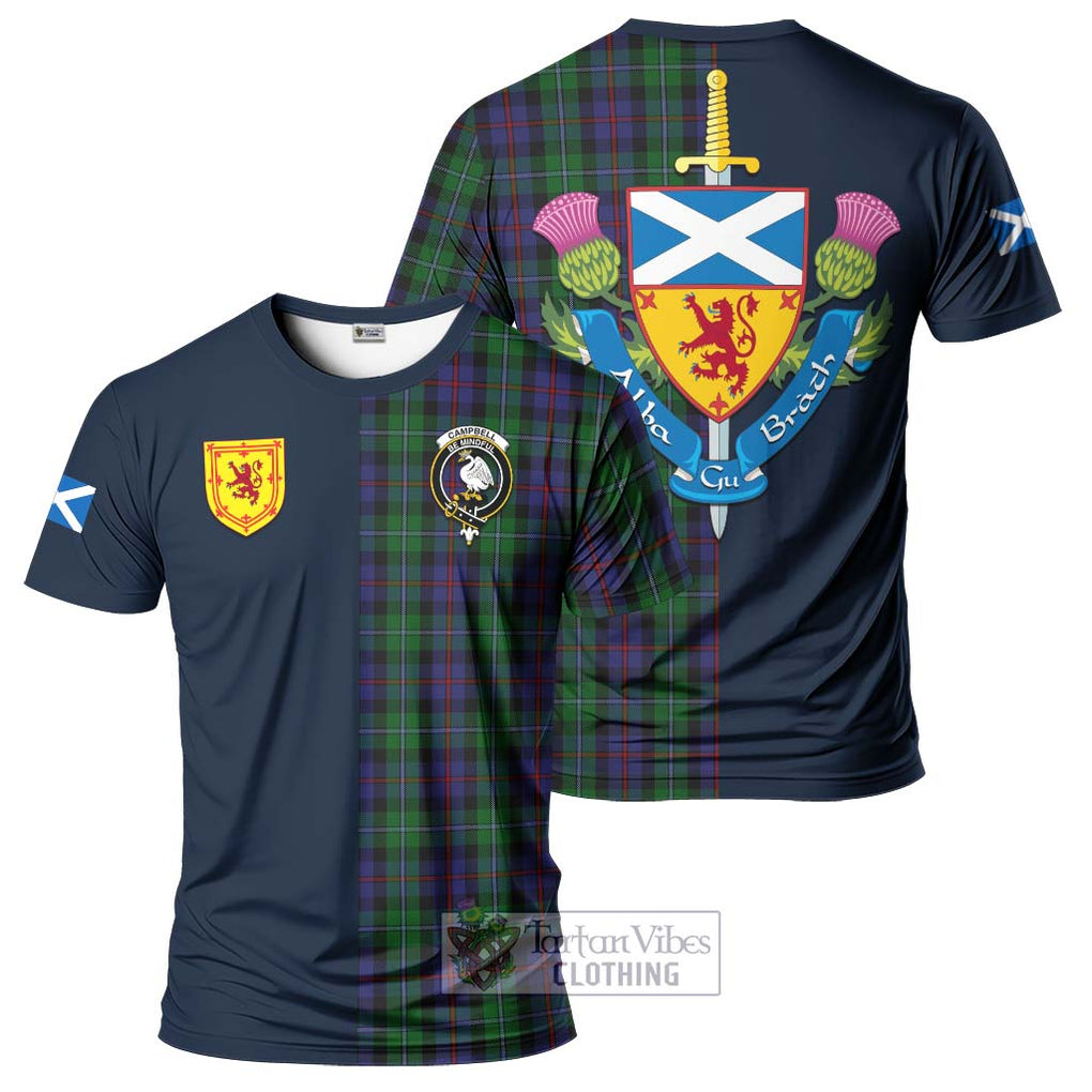 Tartan Vibes Clothing Campbell of Cawdor Tartan T-Shirt Alba with Scottish Lion Royal Arm Half Style