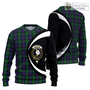 Campbell of Cawdor Tartan Knitted Sweater with Family Crest Circle Style