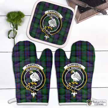 Campbell of Cawdor Tartan Combo Oven Mitt & Pot-Holder with Family Crest