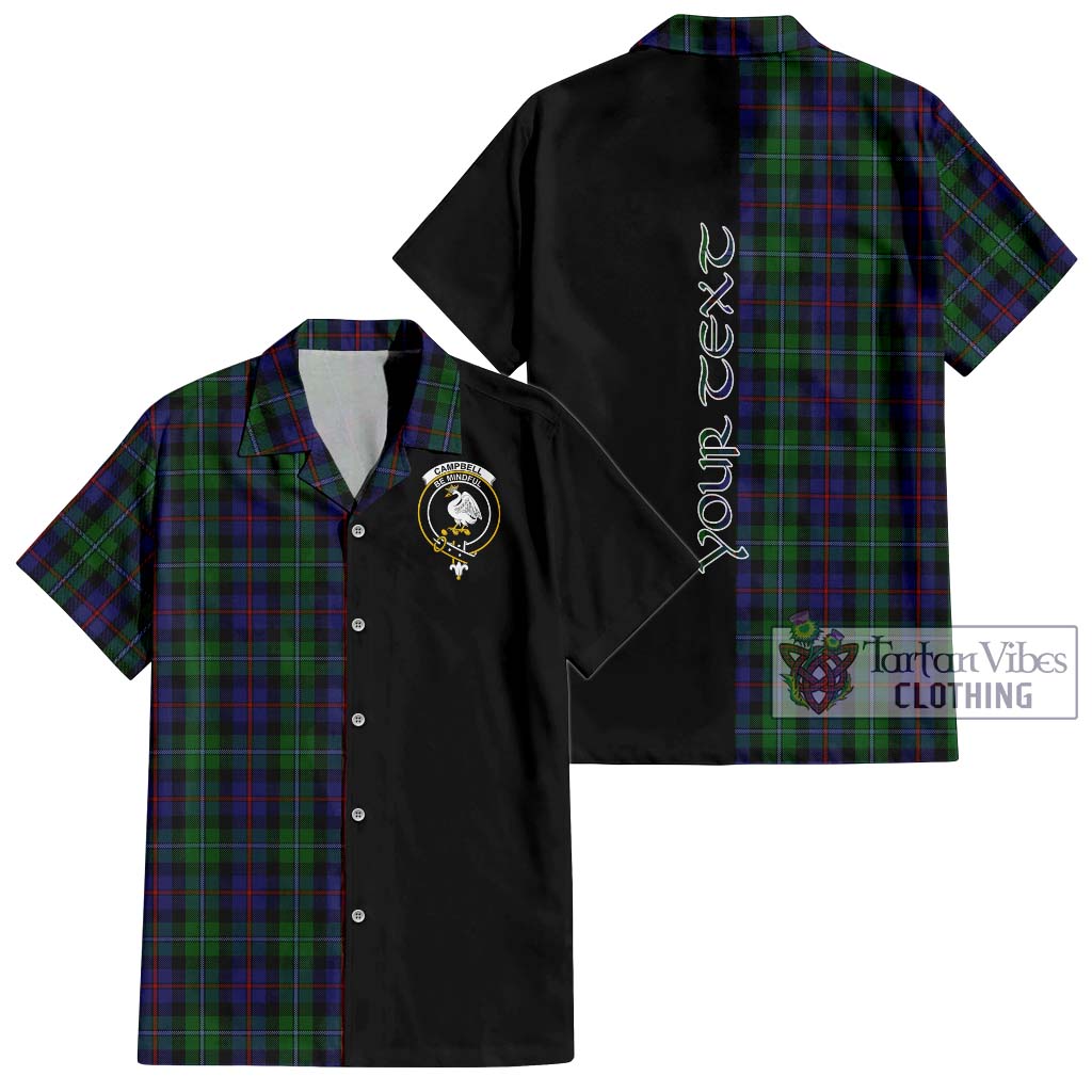 Tartan Vibes Clothing Campbell of Cawdor Tartan Short Sleeve Button Shirt with Family Crest and Half Of Me Style