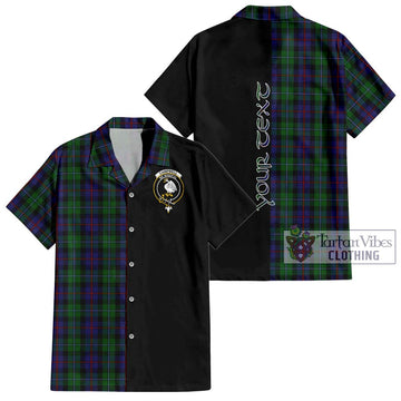 Campbell of Cawdor Tartan Short Sleeve Button Shirt with Family Crest and Half Of Me Style