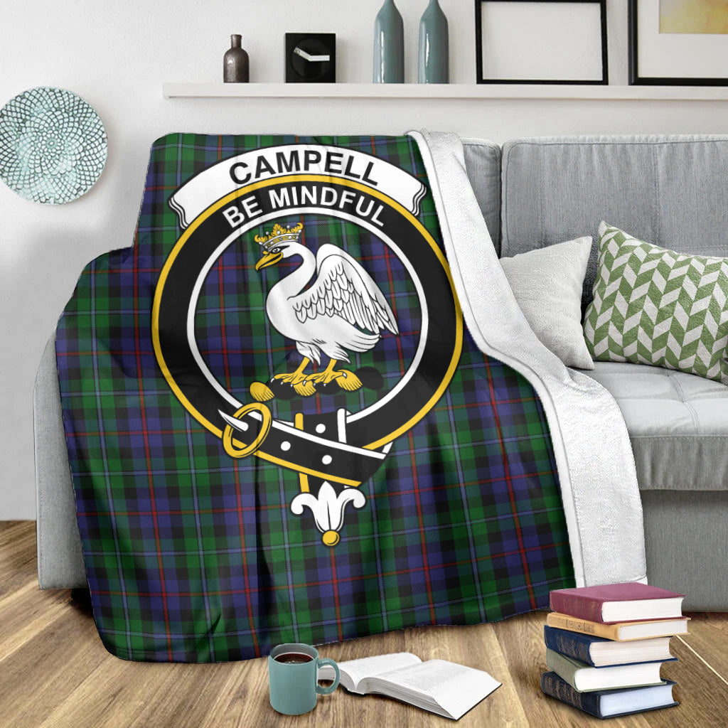 Campbell of Cawdor Tartan Blanket with Family Crest X-Large 59 x 79 inches 150 x 200 cm - Tartan Vibes Clothing