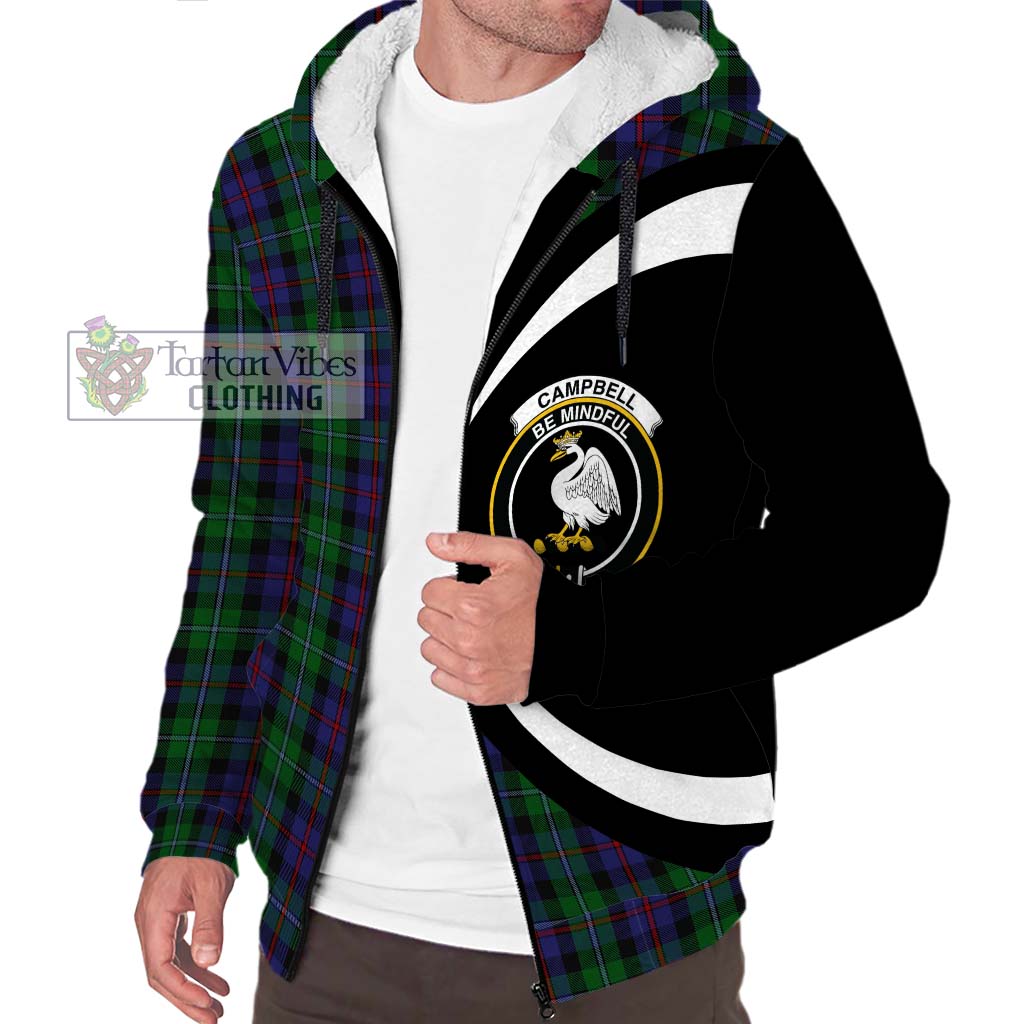 Campbell of Cawdor Tartan Sherpa Hoodie with Family Crest Circle Style Unisex S - Tartan Vibes Clothing