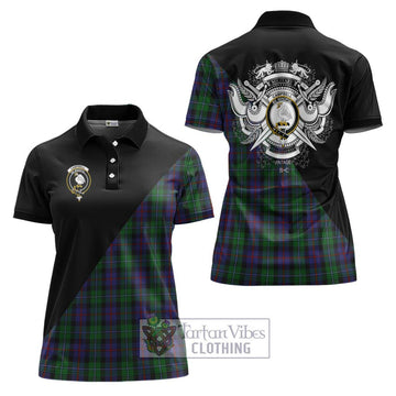 Campbell of Cawdor Tartan Women's Polo Shirt with Family Crest and Military Logo Style