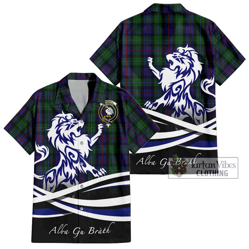 Campbell of Cawdor Tartan Short Sleeve Button Shirt with Alba Gu Brath Regal Lion Emblem Kid - Tartanvibesclothing Shop