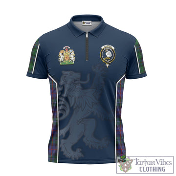 Campbell of Cawdor Tartan Zipper Polo Shirt with Family Crest and Lion Rampant Vibes Sport Style