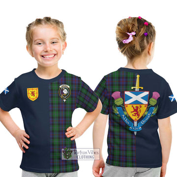 Campbell of Cawdor Tartan Kid T-Shirt with Scottish Lion Royal Arm Half Style