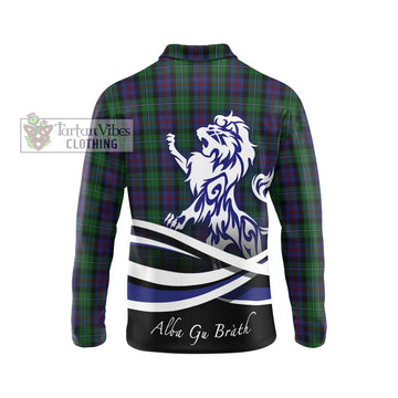 Campbell of Cawdor Tartan Long Sleeve Polo Shirt with Alba Gu Brath Regal Lion Emblem