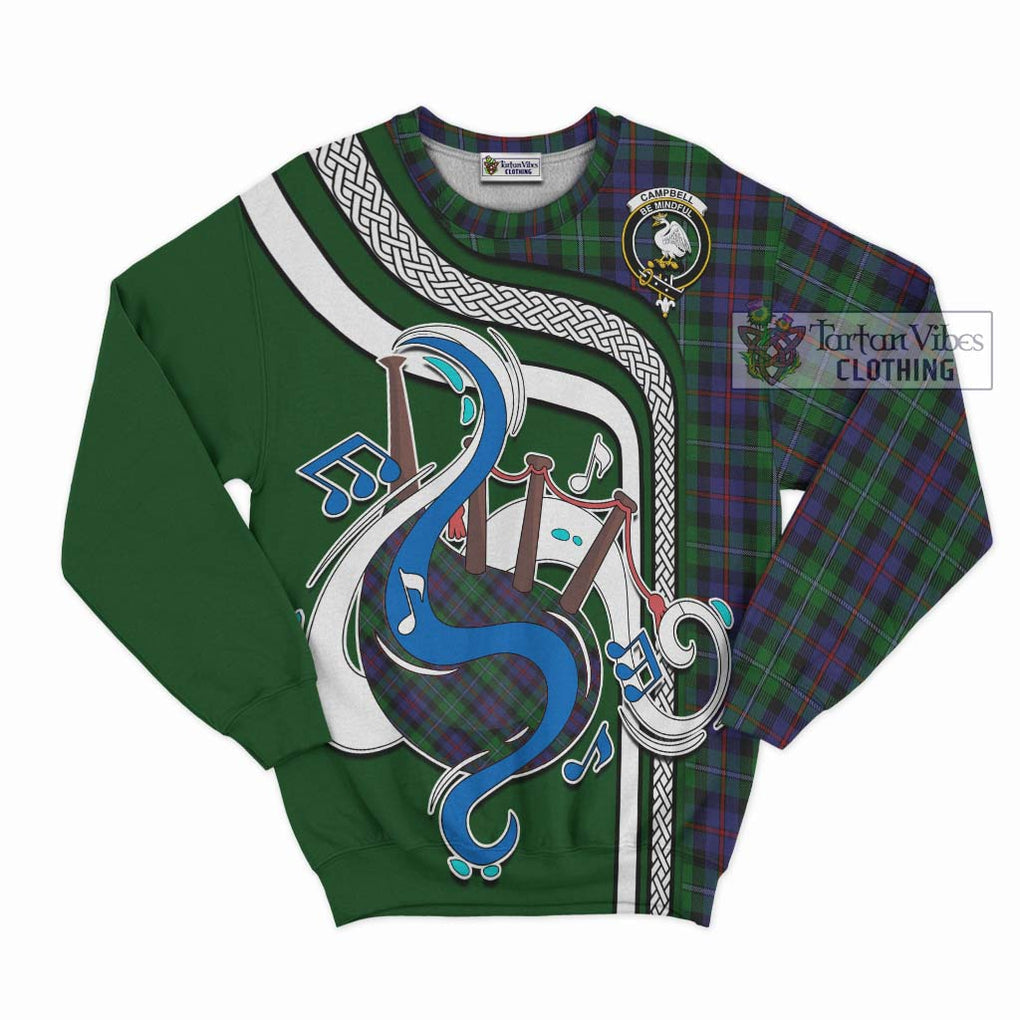 Campbell of Cawdor Tartan Sweatshirt with Epic Bagpipe Style - Tartanvibesclothing Shop