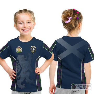 Campbell of Cawdor Tartan Kid T-Shirt with Family Crest and Lion Rampant Vibes Sport Style