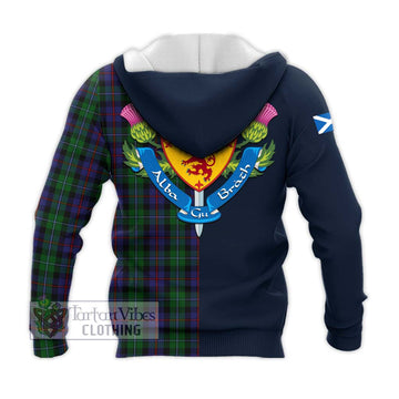 Campbell of Cawdor Tartan Knitted Hoodie with Scottish Lion Royal Arm Half Style