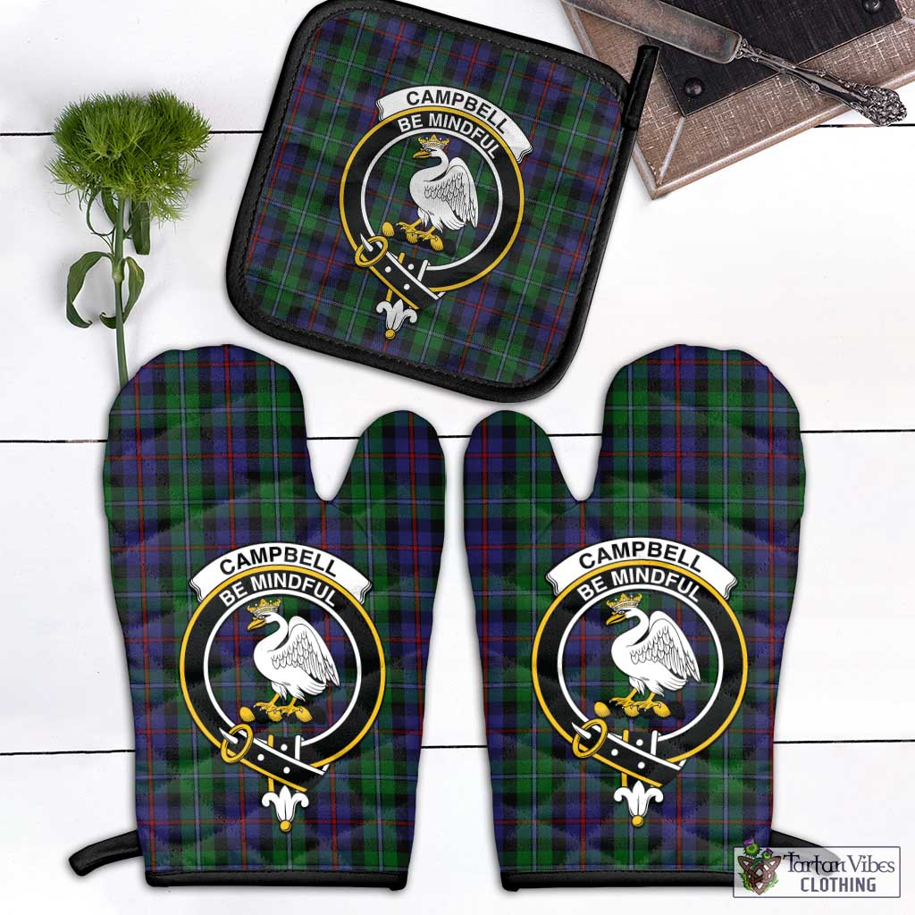 Tartan Vibes Clothing Campbell of Cawdor Tartan Combo Oven Mitt & Pot-Holder with Family Crest