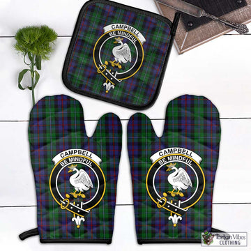 Campbell of Cawdor Tartan Combo Oven Mitt & Pot-Holder with Family Crest