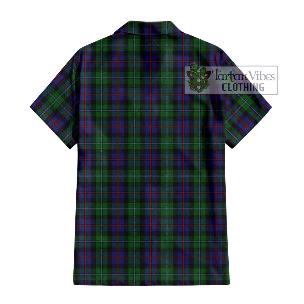 Campbell of Cawdor Tartan Short Sleeve Button Shirt with Family Crest DNA In Me Style - Tartanvibesclothing Shop