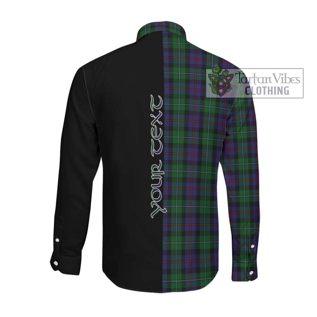 Campbell of Cawdor Tartan Long Sleeve Button Shirt with Family Crest and Half Of Me Style Men's Shirt - Tartanvibesclothing Shop