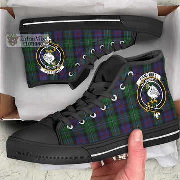 Campbell of Cawdor Tartan High Top Shoes with Family Crest
