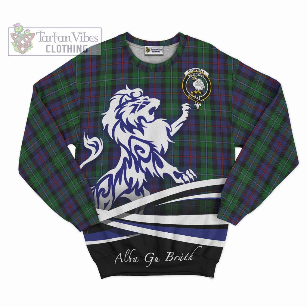 Campbell of Cawdor Tartan Sweatshirt with Alba Gu Brath Regal Lion Emblem - Tartanvibesclothing Shop