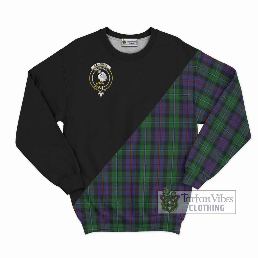 Campbell of Cawdor Tartan Sweatshirt with Family Crest and Military Logo Style - Tartanvibesclothing Shop