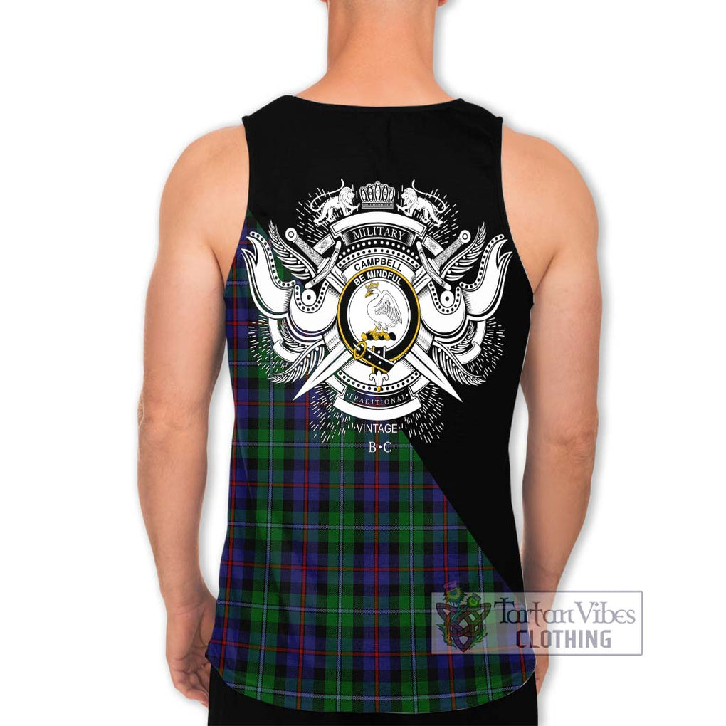 Campbell of Cawdor Tartan Men's Tank Top with Family Crest and Military Logo Style - Tartanvibesclothing Shop