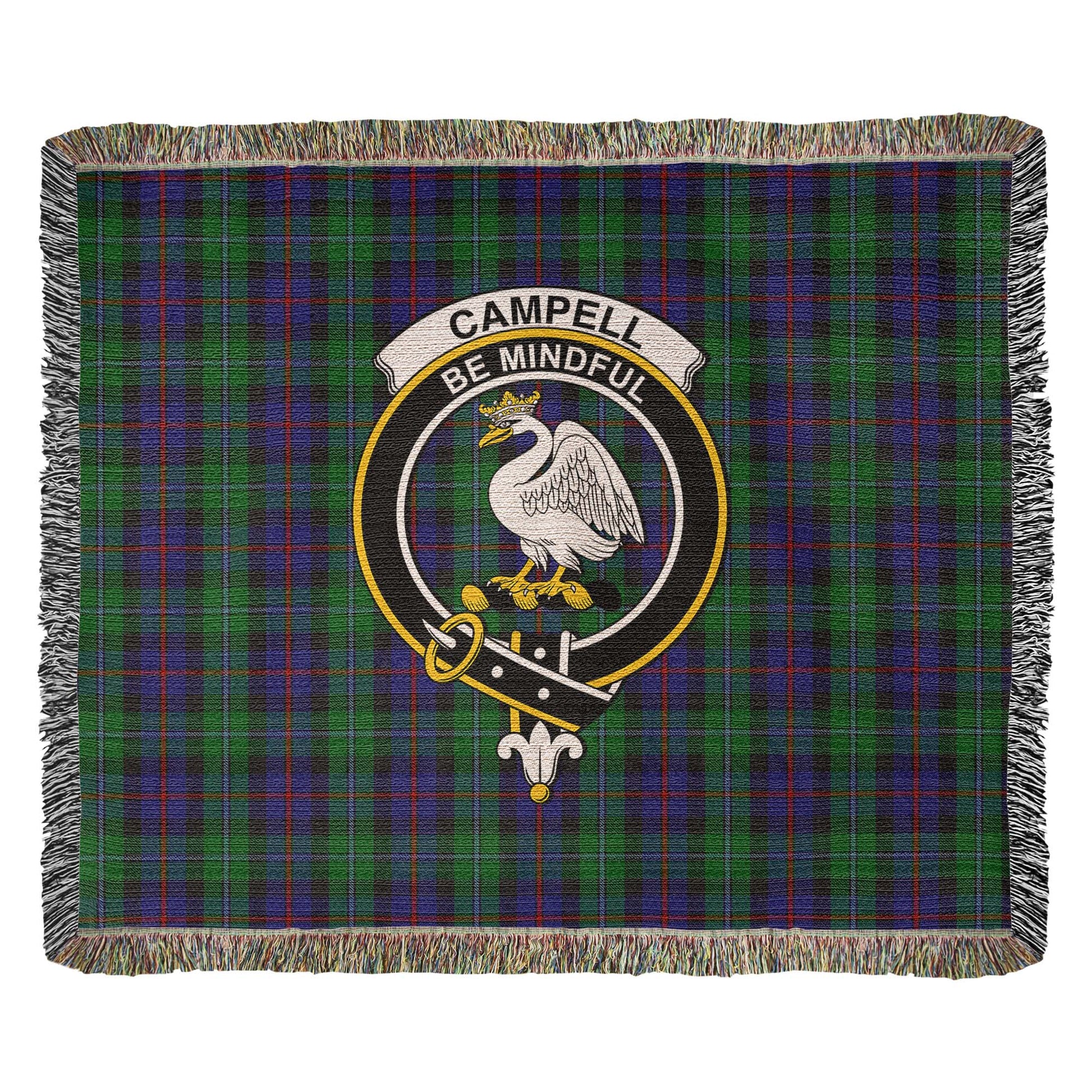 Tartan Vibes Clothing Campbell of Cawdor Tartan Woven Blanket with Family Crest