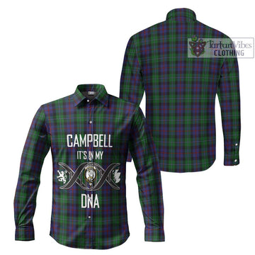 Campbell of Cawdor Tartan Long Sleeve Button Shirt with Family Crest DNA In Me Style