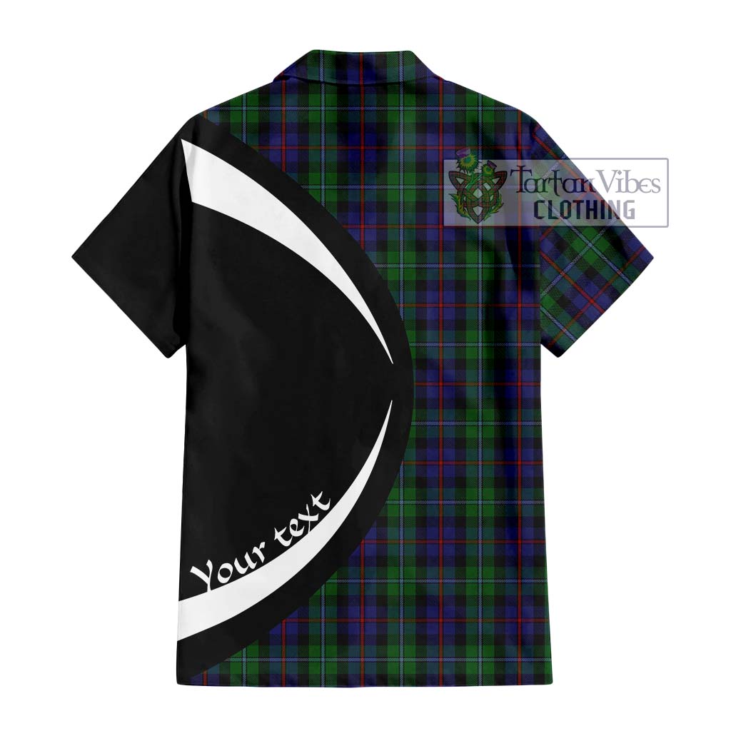 Campbell of Cawdor Tartan Short Sleeve Button Up with Family Crest Circle Style - Tartan Vibes Clothing