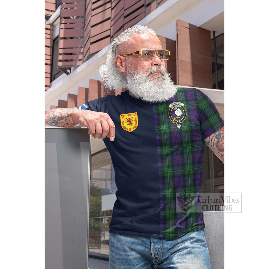 Tartan Vibes Clothing Campbell of Cawdor Tartan Cotton T-shirt with Scottish Lion Royal Arm Half Style