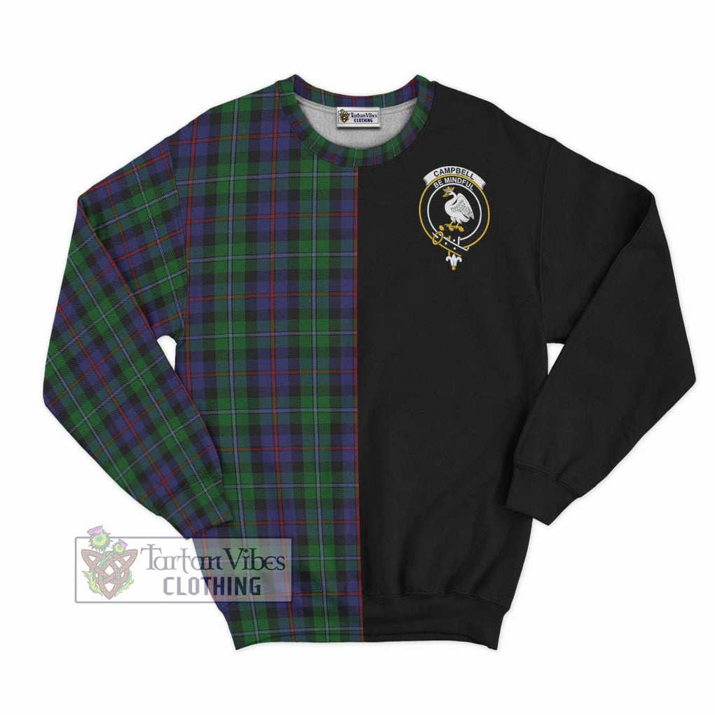 Campbell of Cawdor Tartan Sweatshirt with Family Crest and Half Of Me Style - Tartanvibesclothing Shop