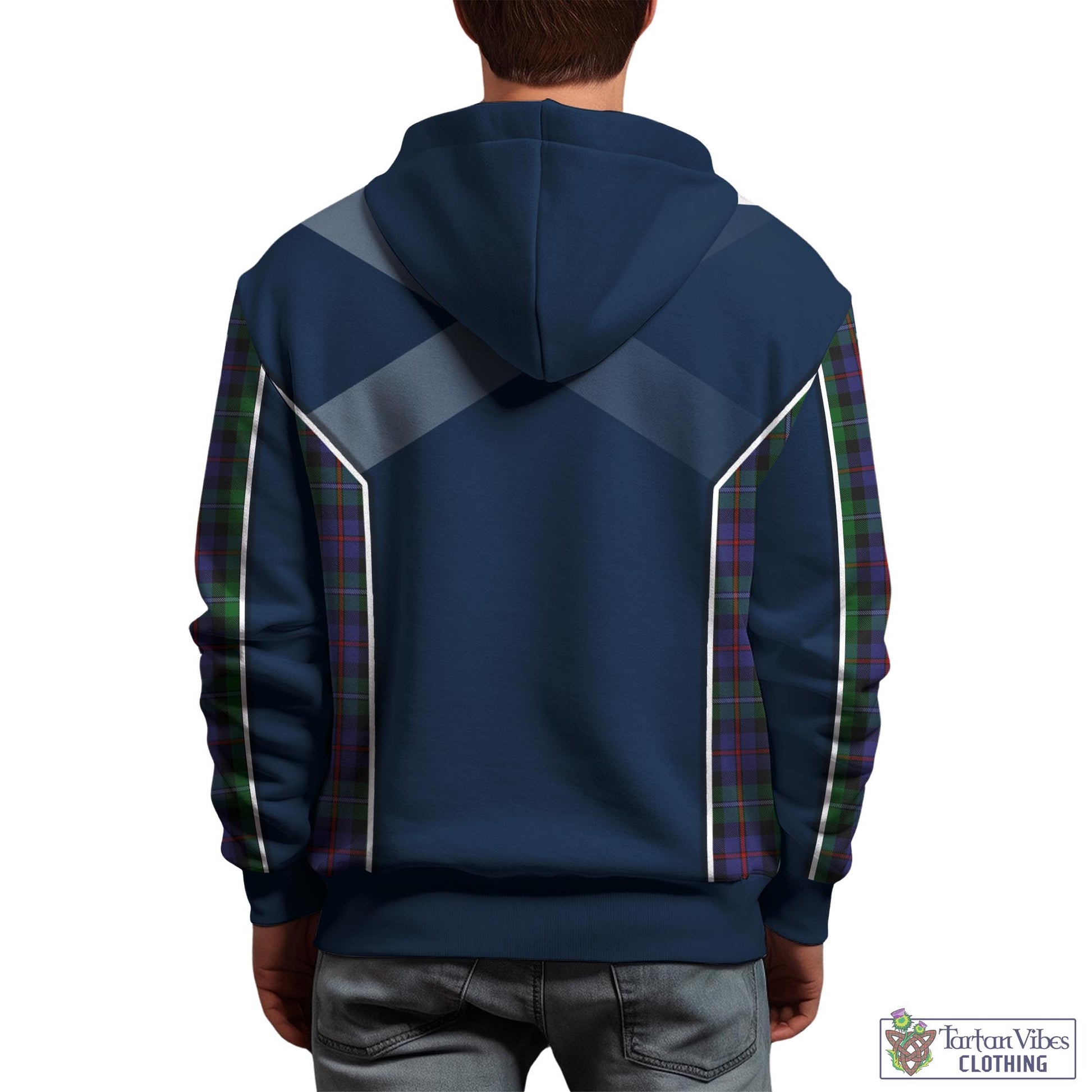 Tartan Vibes Clothing Campbell of Cawdor Tartan Hoodie with Family Crest and Scottish Thistle Vibes Sport Style