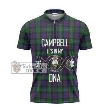 Campbell of Cawdor Tartan Zipper Polo Shirt with Family Crest DNA In Me Style