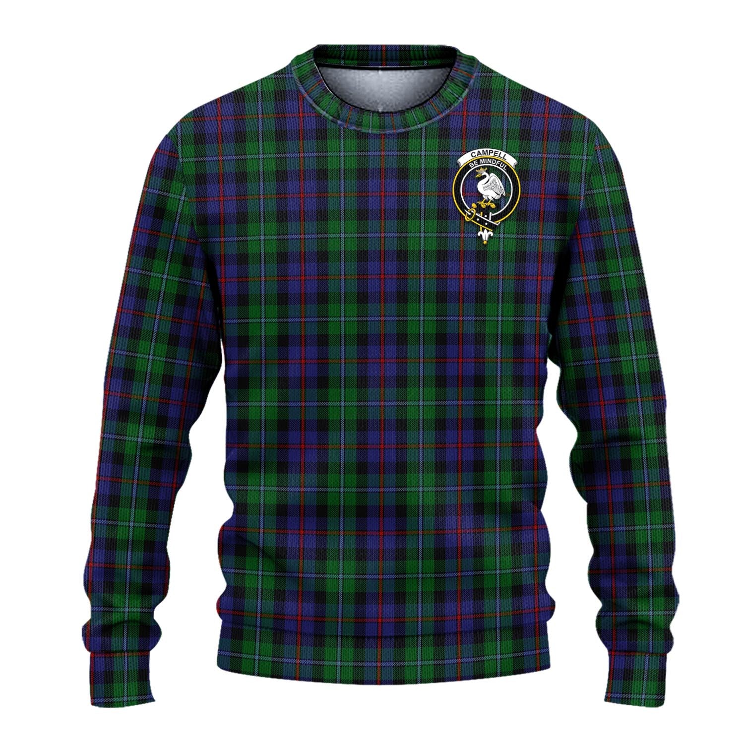 Campbell of Cawdor Tartan Knitted Sweater with Family Crest - Tartanvibesclothing