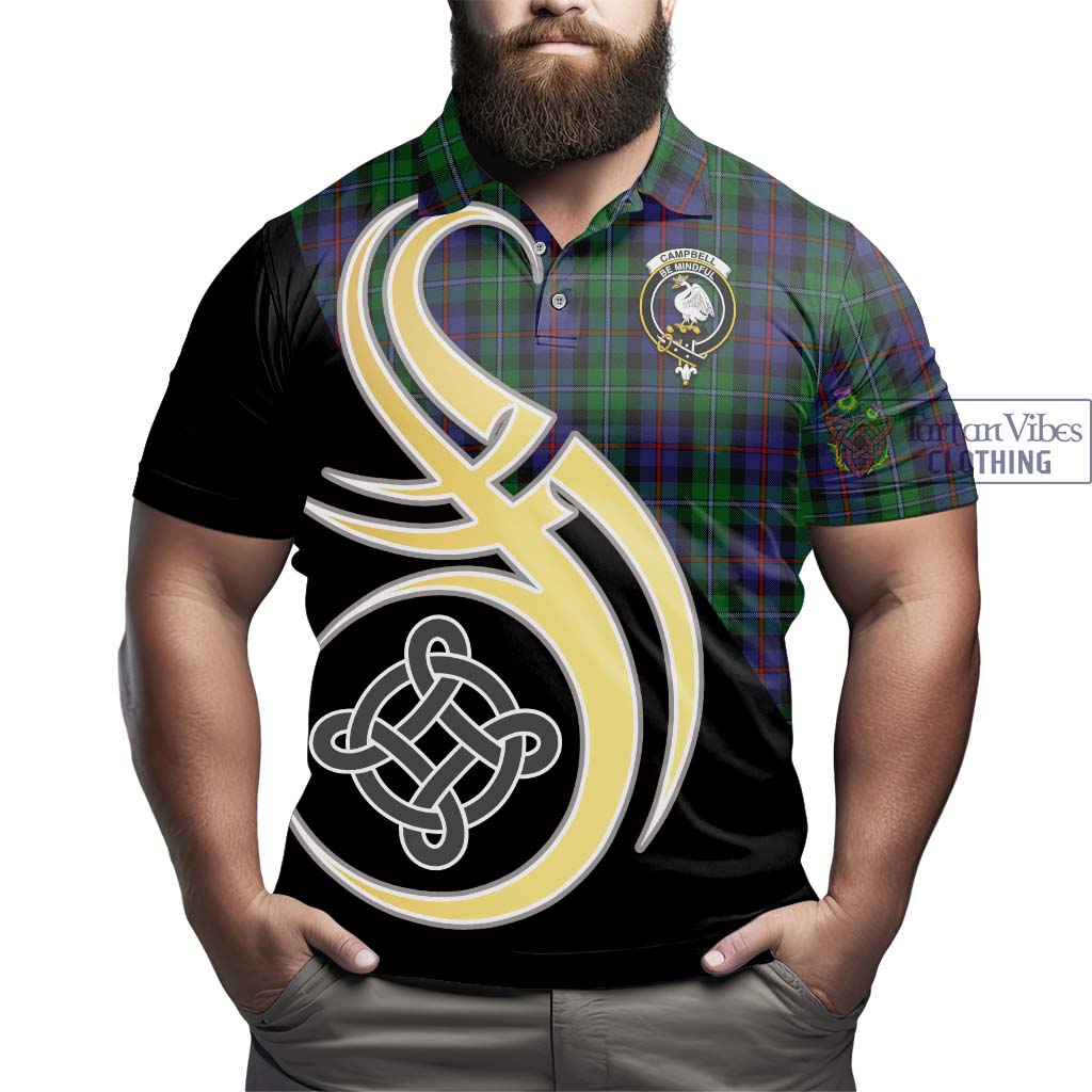 Campbell of Cawdor Tartan Polo Shirt with Family Crest and Celtic Symbol Style - Tartan Vibes Clothing