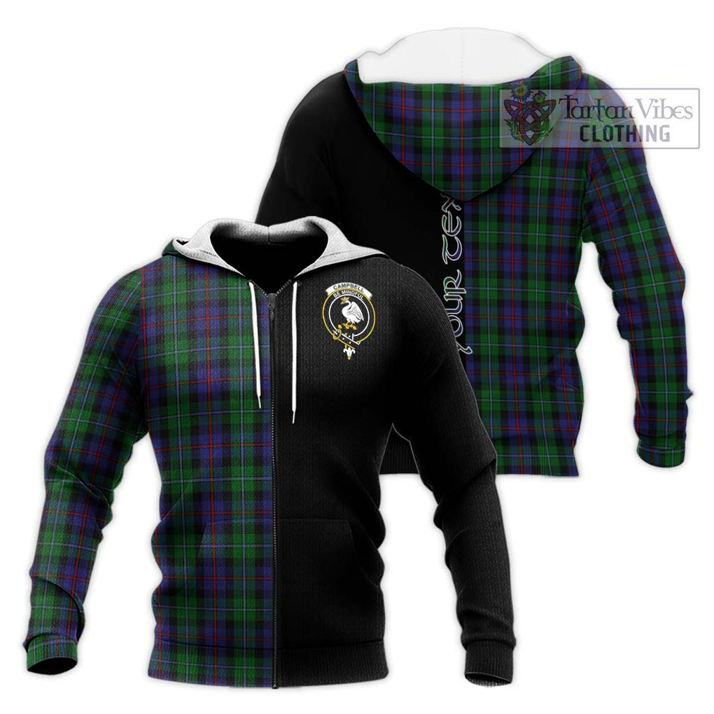 Campbell of Cawdor Tartan Knitted Hoodie with Family Crest and Half Of Me Style Unisex Knitted Zip Hoodie - Tartanvibesclothing Shop