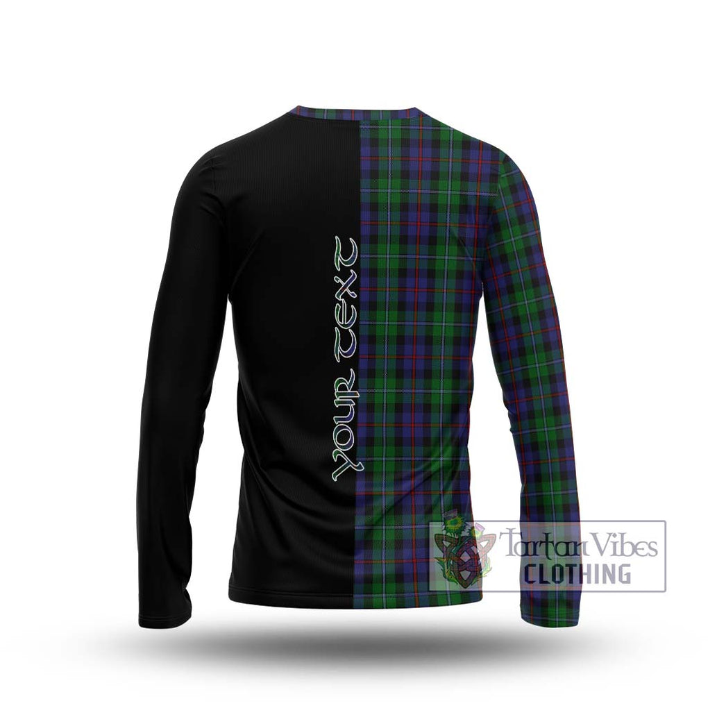 Campbell of Cawdor Tartan Long Sleeve T-Shirt with Family Crest and Half Of Me Style - Tartanvibesclothing Shop