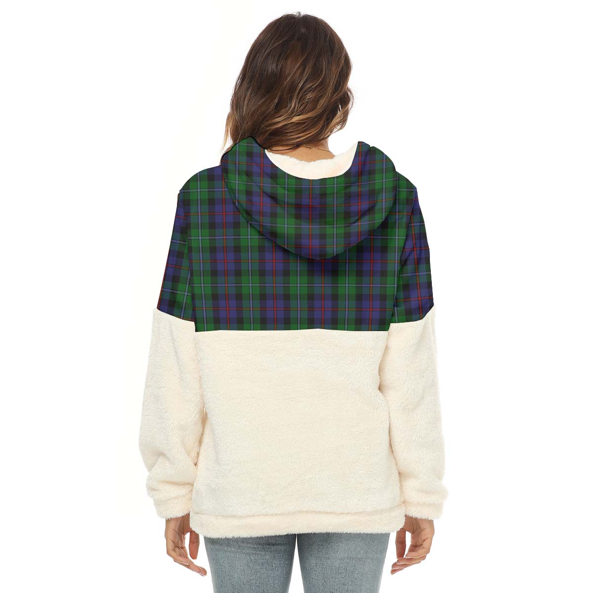 Campbell of Cawdor Tartan Women's Borg Fleece Hoodie With Half Zip - Tartanvibesclothing