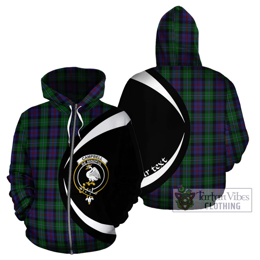 Tartan Vibes Clothing Campbell of Cawdor Tartan Hoodie with Family Crest Circle Style